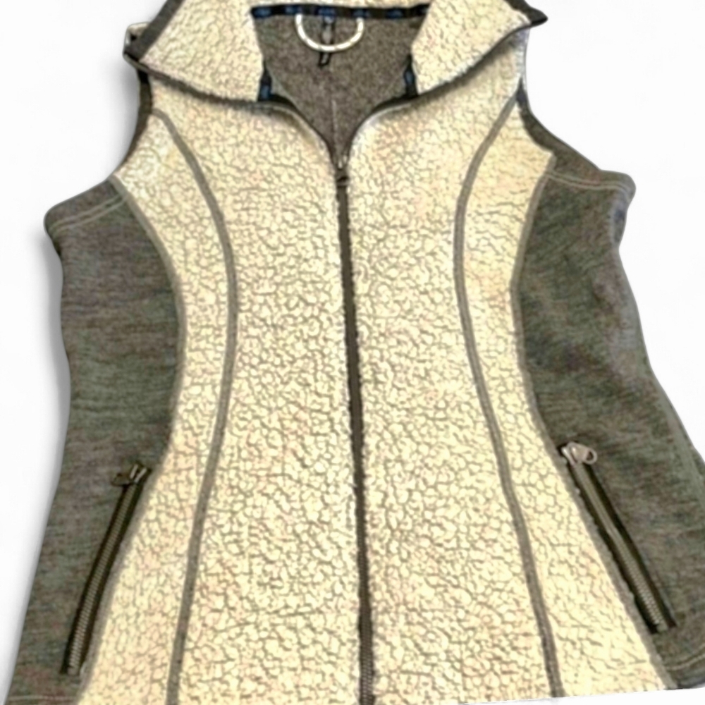 Kuhl Kozet Womens Vest Fleece Zip Outdoor Wool Blend Two Tone Gray Small